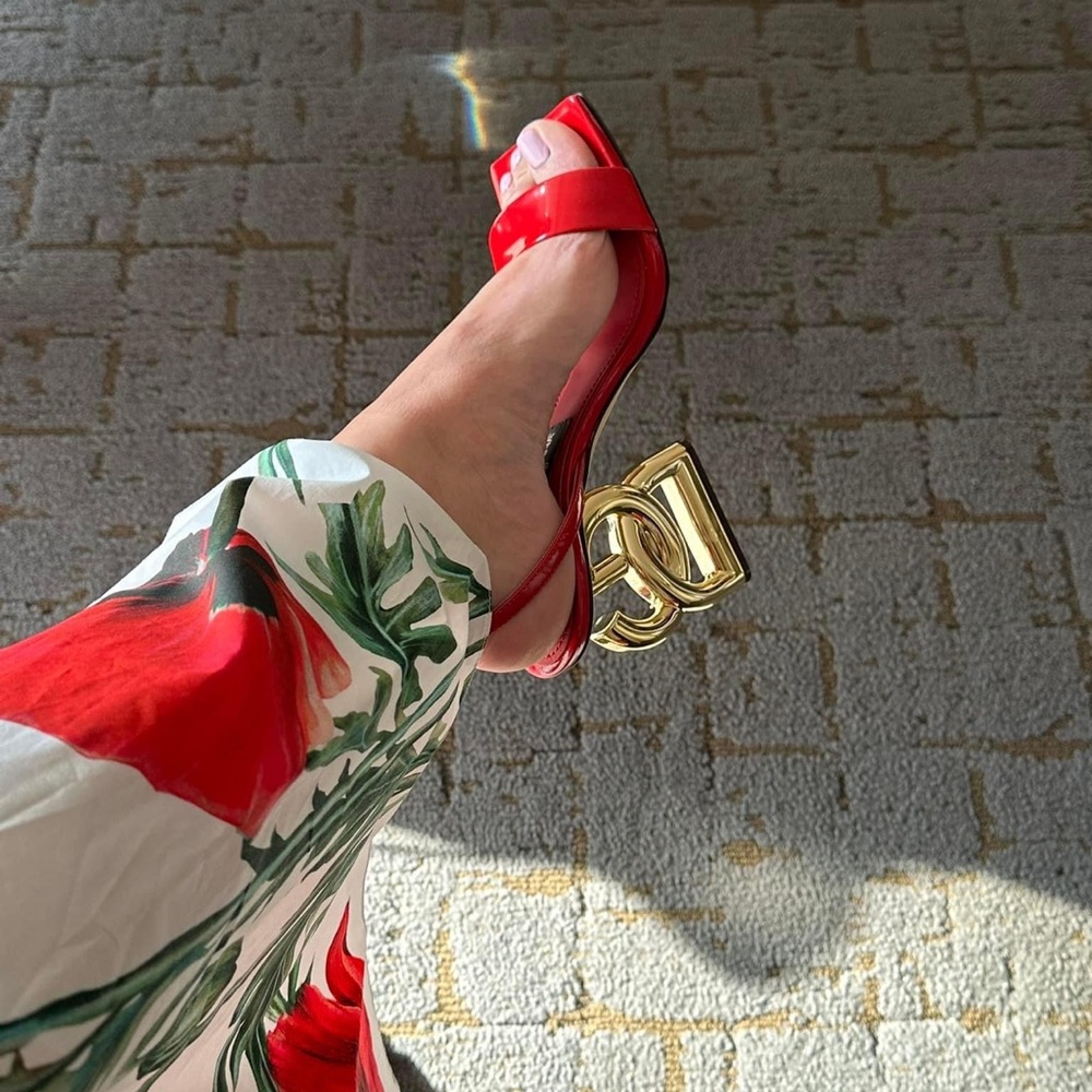 Dolce & Gabbana Red Designer Logo Heels